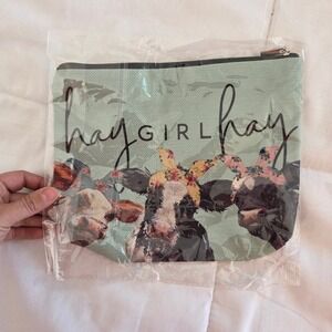 Cute Cow Hay Girl Hay Zipper Pouch Cosmetic Bag Travel Organizer